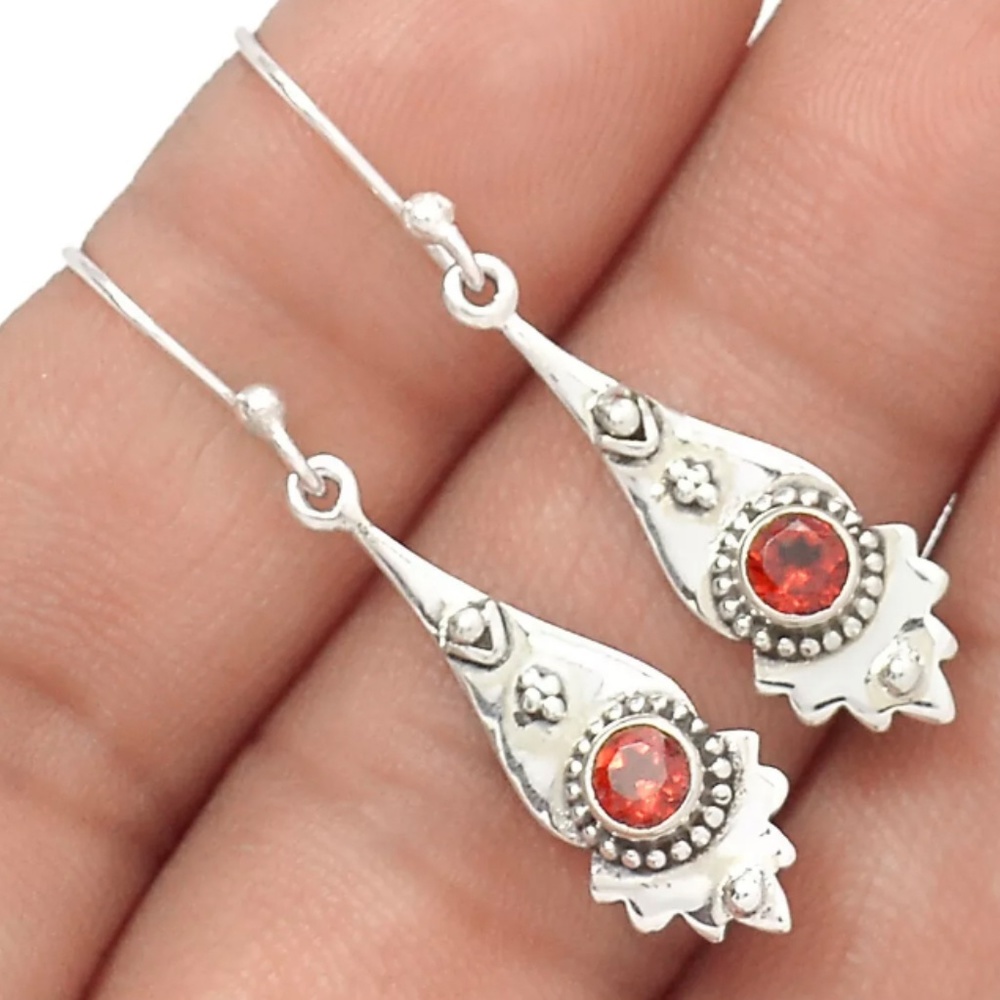 Sterling  Garnet Earrings NEW Moonshine and Pearls